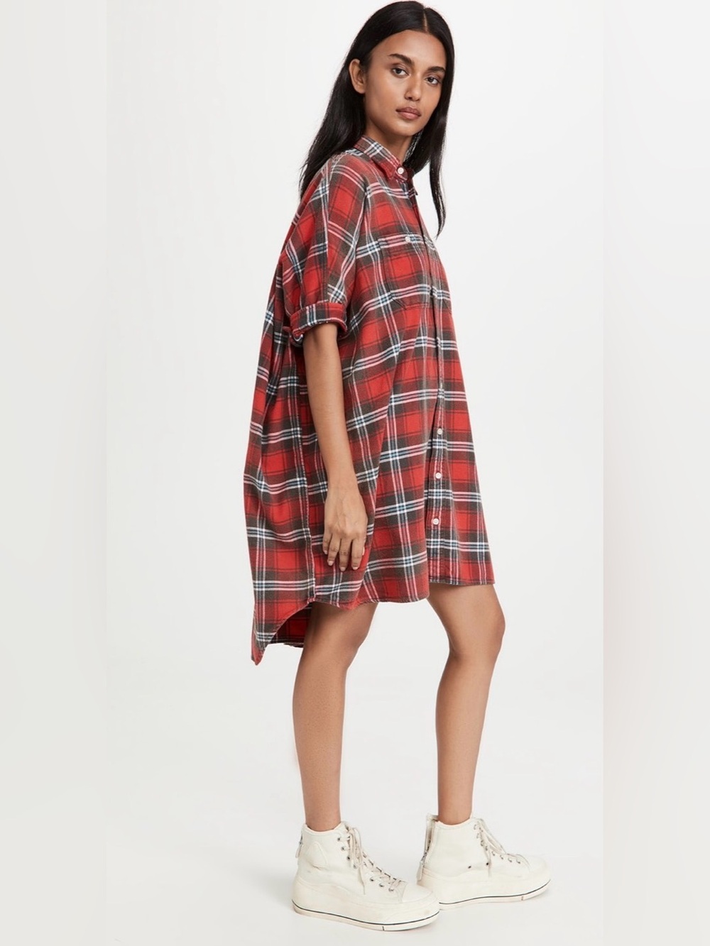 R13 Plaid Oversized Boxy Shirtdress Size M